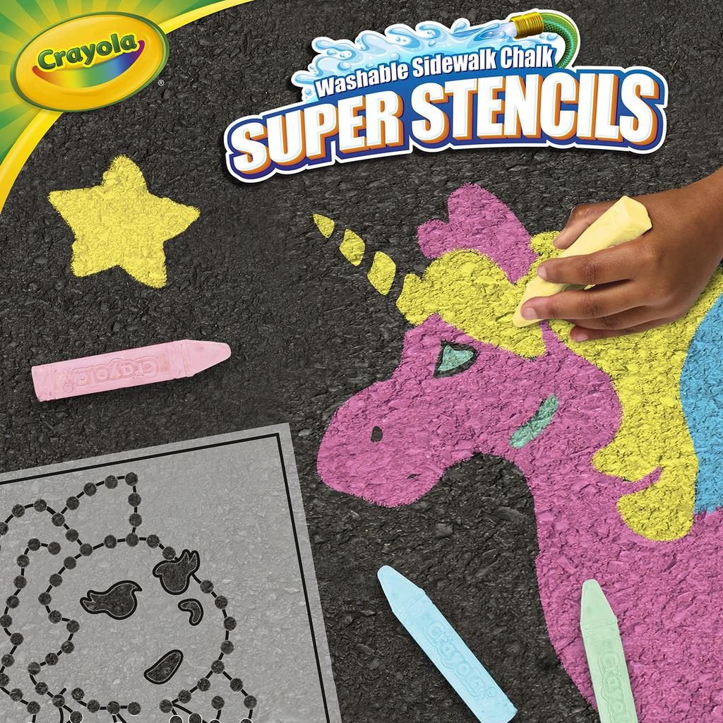 Crayola Kritor Avtagbara Jumbo Kritor & Schablonark Set Utomhuskritor 4 Färger 3 Schablonark 031001 Äkta Produkt