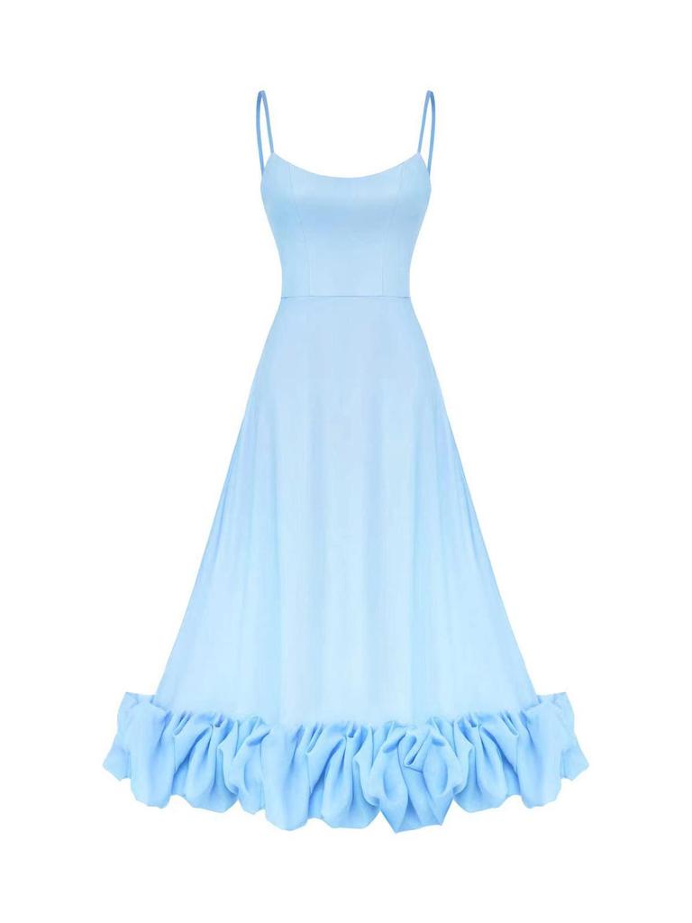 Women's Summer Pleated Suspender Dress - European & American Style Long Skirt