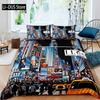 New York Duvet Cover Set, Skyline Print Decorative 3 Piece Bedding Set with 2 Pillow Shams, Twin Full Queen King Size Room Decor