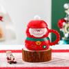 Cute Santa Claus Snowman Ceramic Coffee Cup Christmas Gift Couples Home Use Mug with Lid Spoon Couple Water Cup Home Decoration