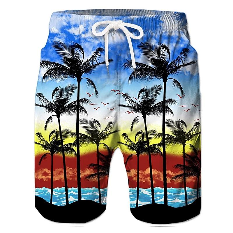 Men's Coconut Tree Graphic Prints Swim Trunks Swim Shorts Board