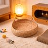 Small Pet Bed Woven Cats Nest with Straw Round Handwoven Cats Basket Bed for Indoor Use and Small Dogs Breathable