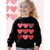 Kids Crewneck Sweatshirt, Cute Valentine Heart Love Theme Graphic Print, Fall Winter Clothing