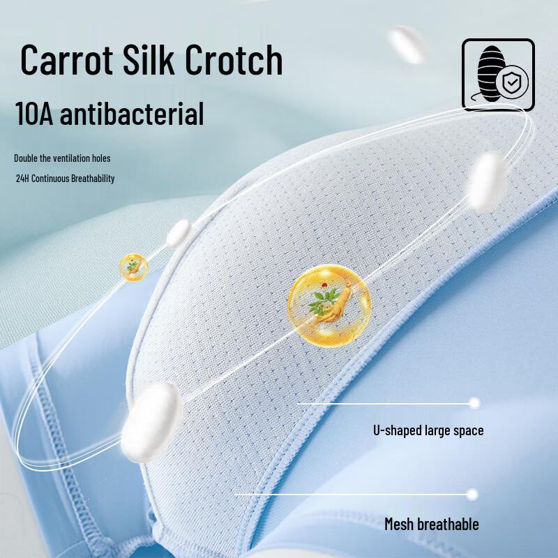 Nanjiren Men's Ice Silk Antibacterial Boxer Briefs 4-Pack