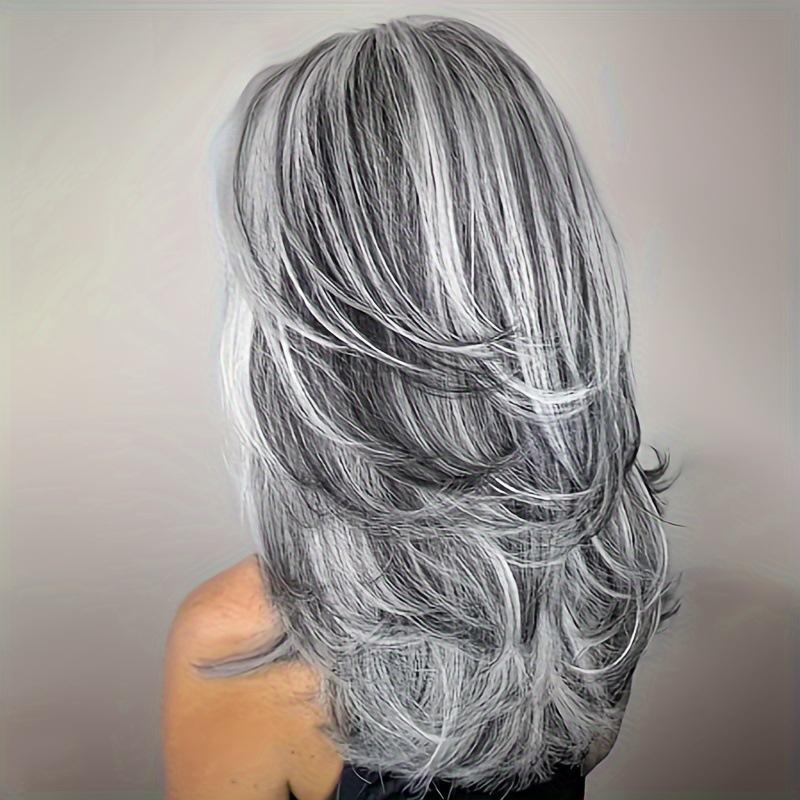 Long Curly Synthetic Wigs for Women Grey Natural Hair Wig Female Cosplay Sexy Halloween Costume Wig Gifts Elder Wig
