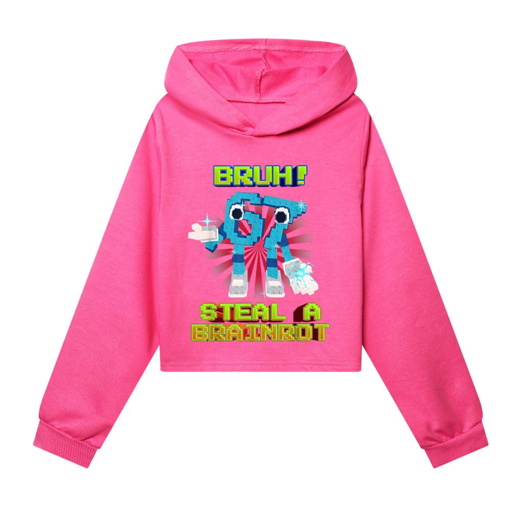 

5194 Kids Girls Steal a Brainrot 67 Six Seven Printed Casual Long Sleeves Hoodies Sweatshirt Top 120cm рожевий червоний колір