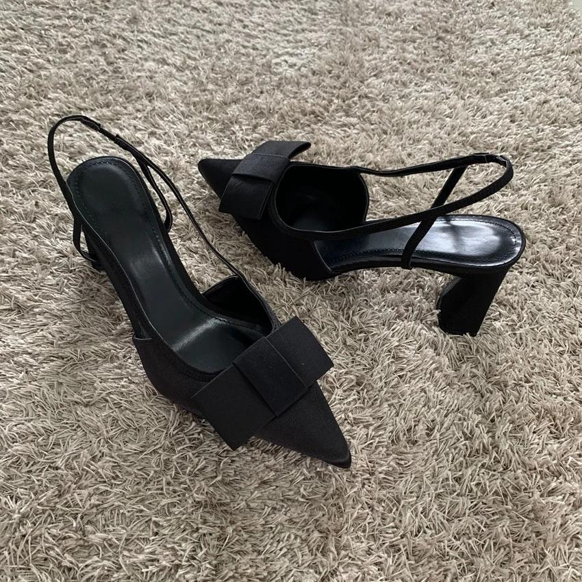 Fashion Butterfly-knot Design Heeled Sandals Women 2025 Fashion Elegant Dress Shoes Female Pointed Toe Pumps Women Slingback High Heels