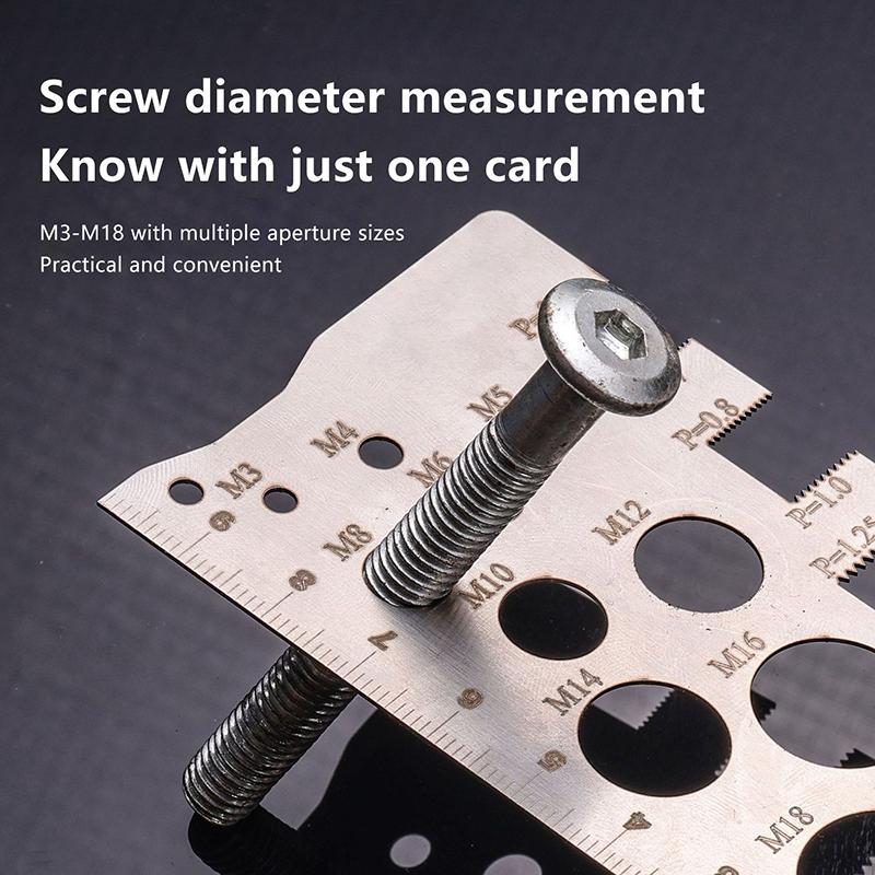 Thread Checker Screw Measurement Ruler Stainless Steel Caliper Metric Gauge For Measuring Screw Pitch Bit Bolt Nut Screw