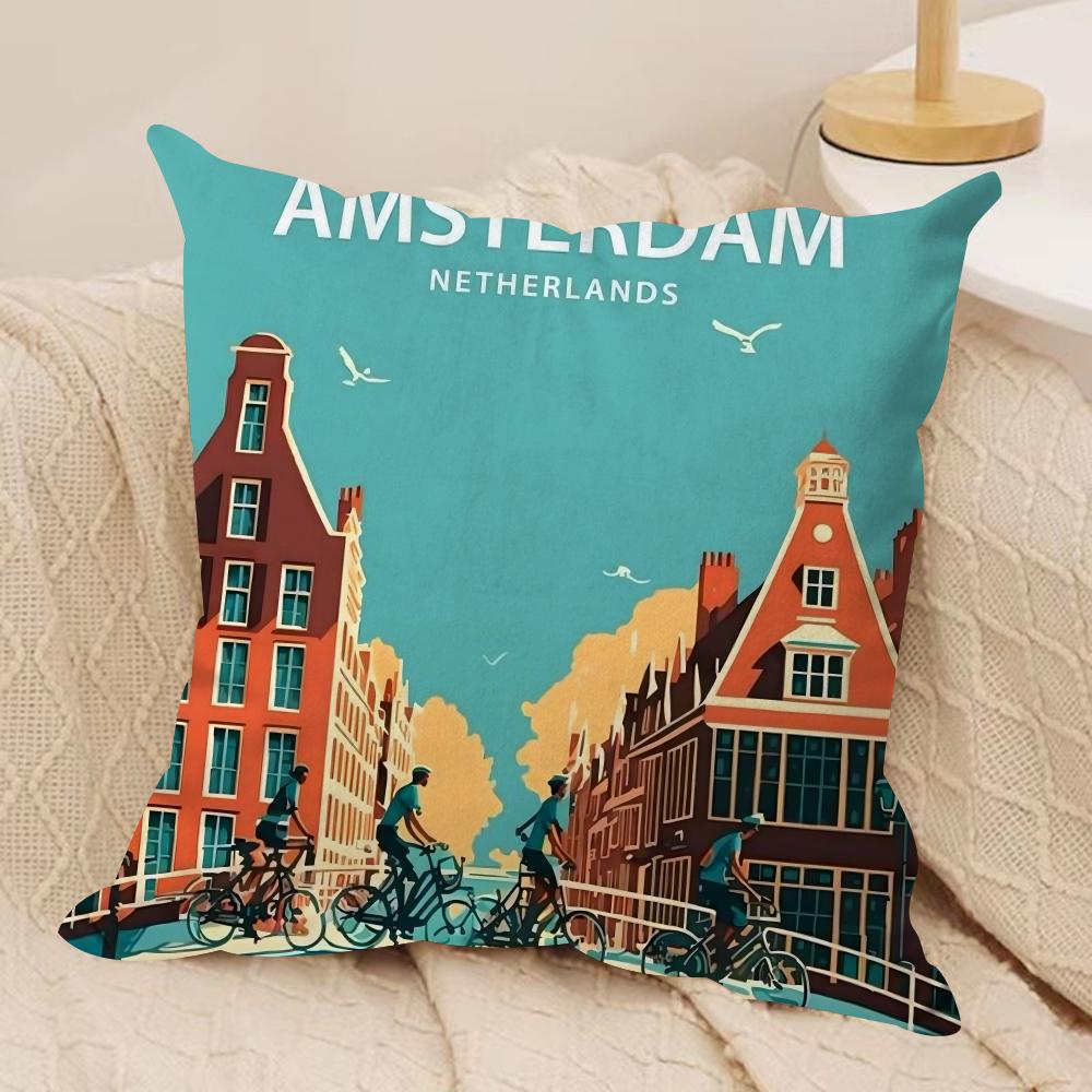 

AAmsterdam Netherlands Cushion Cover Soft Plush Throw Pillow Cushion CoverDoubleSided Printed Decorative Case for Sofa Decor 30x30cm