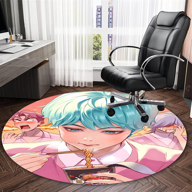 1pc KPop Demon Hunters SAJA BOYS2 Print Round Carpet Chair Round Carpet Suitable for Bedroom Living Room Home Decorative Carpet