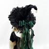 Funny Bow Ribbon Halloween Hat Star and Moon Pendant Lace Wizard Cap Bendable Bat Pendant Lolita Witch Hat Masquerade Ball