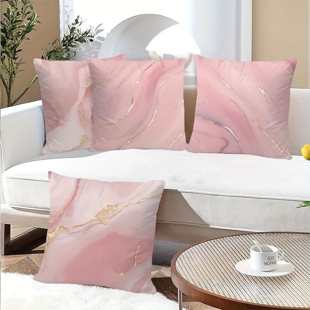 Pink Marble Texture Pattern Printing Pillowcase Living Room Sofa Cushion Cover Modern Fashion Home Bedroom Room Decoration