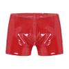 5XL Mens Sexy Open Crotch Leather Short Pants For Sex Latex Shaping Sheath Fetish Boxer Leather Underpants Bulge Pouch Sexi