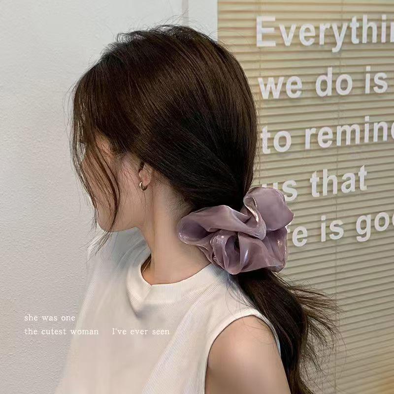 Pearlescent Purple Polka Dot Mesh Hair Scrunchie