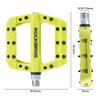 ROCKBROS Bisiklet Pedalları, MTB, Yol Bisikletleri ve BMX için Hafif Düz Pedallar, Naylon Fiber, Geniş Yüzey Alanı, Kaymaz, 9/16" (Çift) (Yeşil)
