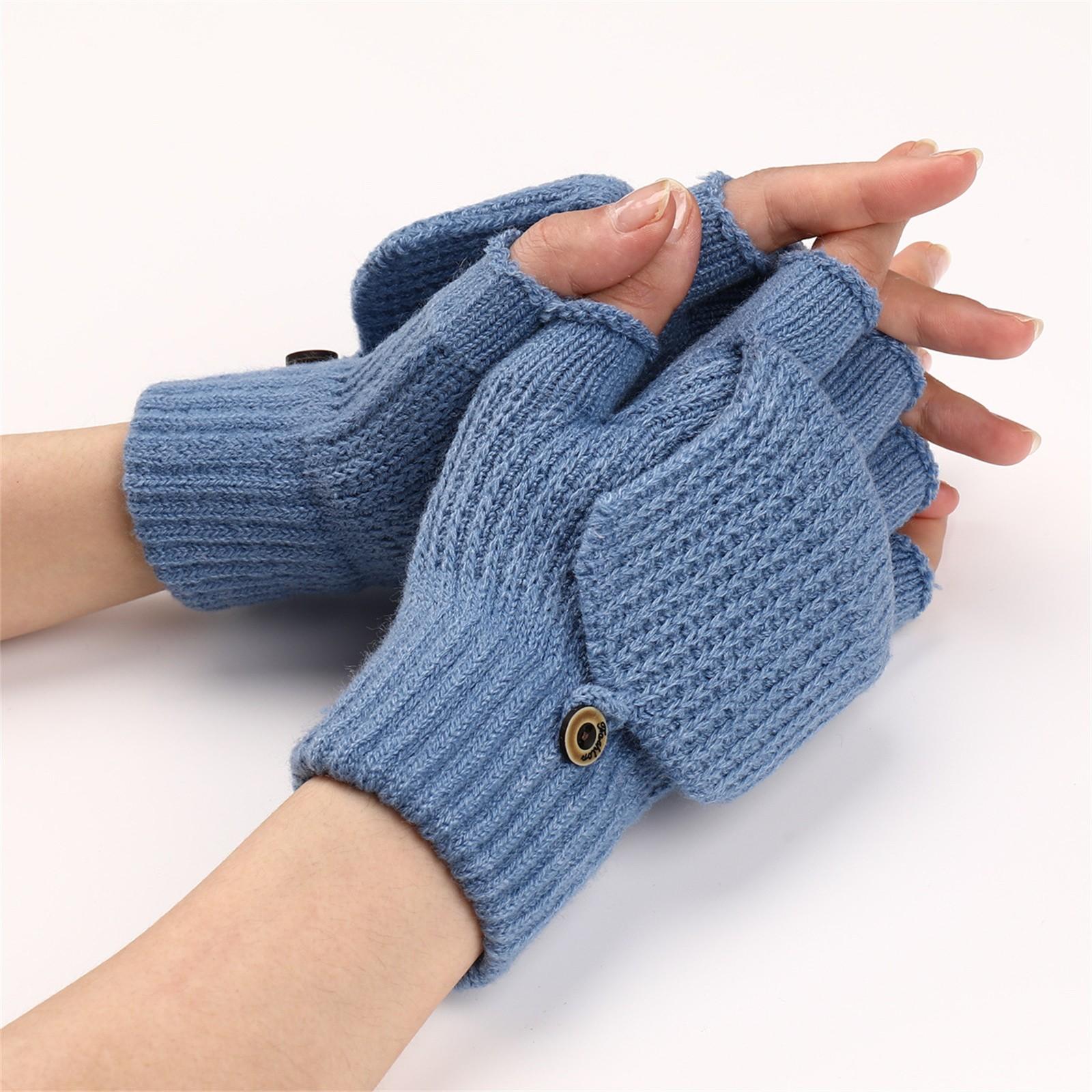 

Перчатки шерстяные полосатые флип теплые полупальцевые мужские и женские студенческие пишущие перчатки с открытыми пальцами вязаные One Size