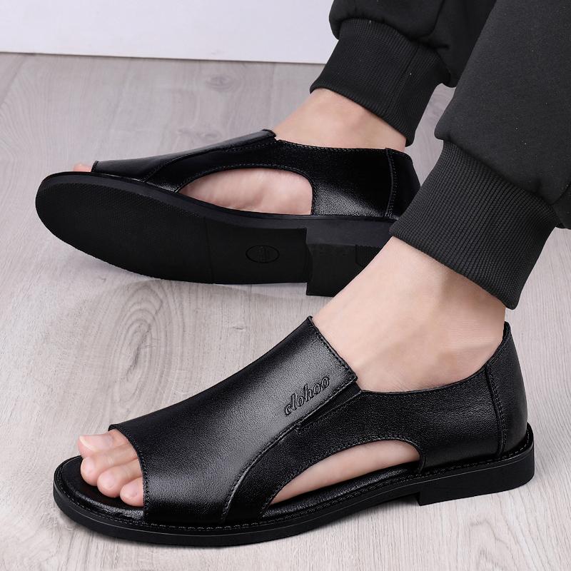 Fashion Genuine Leather Sandals for Men Handmade Sewing Summer Flats Luxury Designer Casual Beach Shoes Breathable Outdoor Mens Sandals