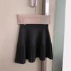 Gray High-Waist Elastic A-line Pleated Knit Skirt for Women - Slimming, Versatile, Short Skirt for Spring and Autumn.
