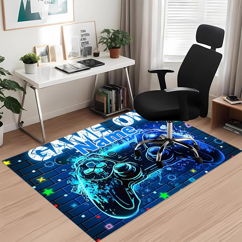 Custom Name Game Controller Printed Carpet, for Office Chair Living Room Bedroom Kitchen Room Decor Gifts.