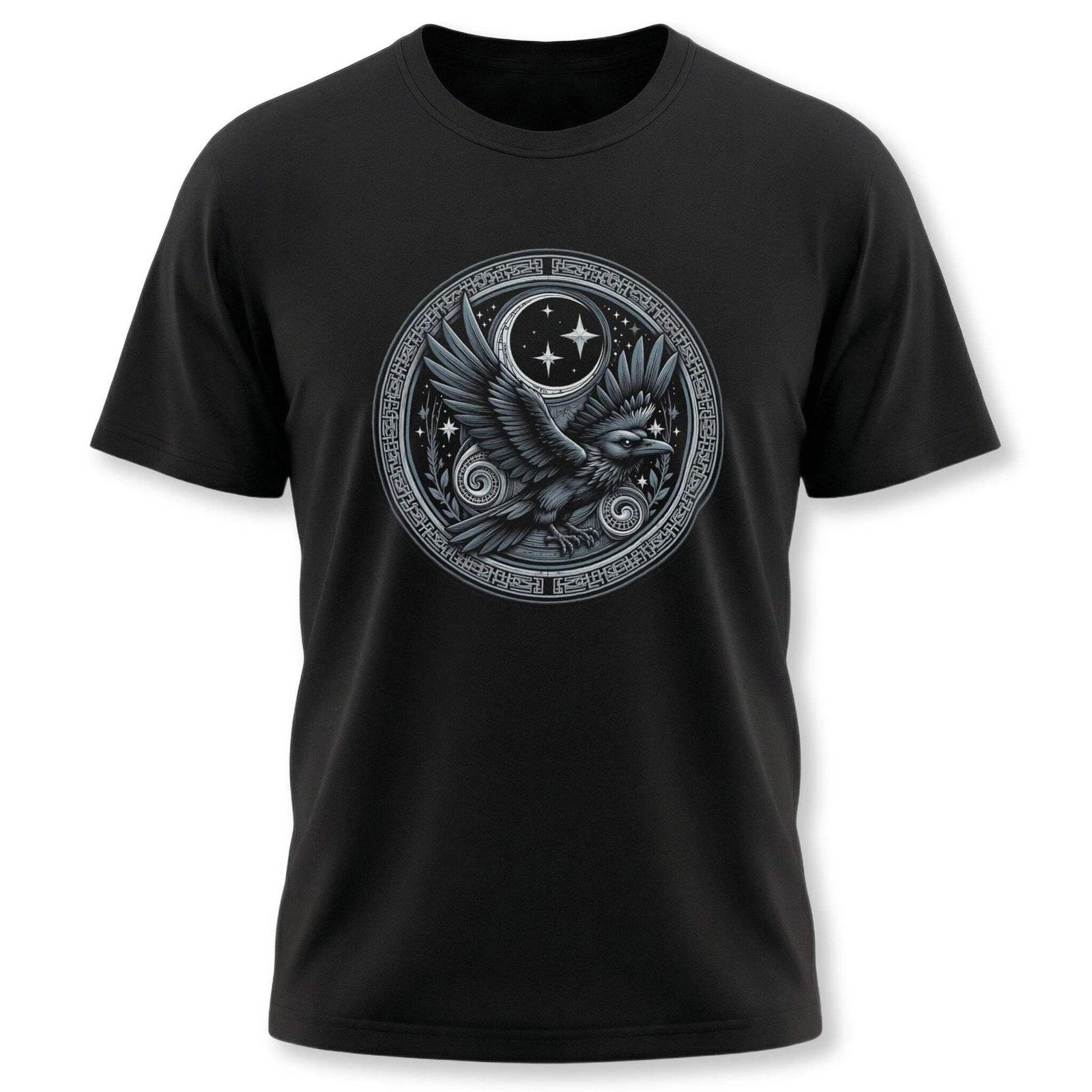 Norse Raven T-Shirt | Viking Mythology Bird Graphic Print Unisex Tee Shirt S