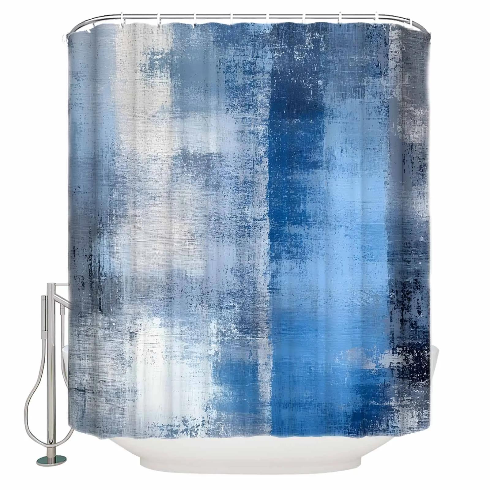 

Blue Abstract Art Shower Curtains Waterproof Bath Curtains Home Decor Modern Luxury Bathroom Curtain W60H190(CM)-1 Pcs