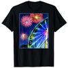 Carnival Ferris Wheel Fireworks BLACK T-Shirt 2307