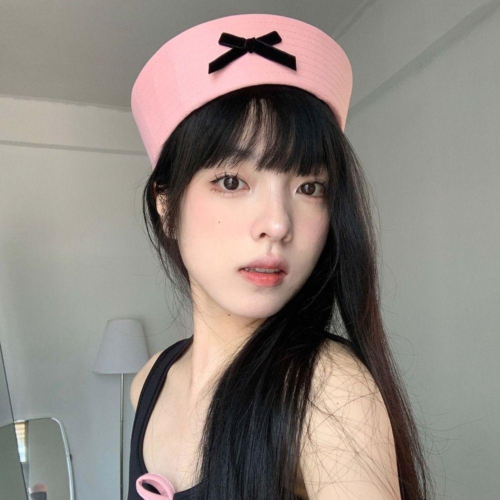 Bowknot Sailor Hat Dome Navy Cap Personality Bow Beret  Ladies