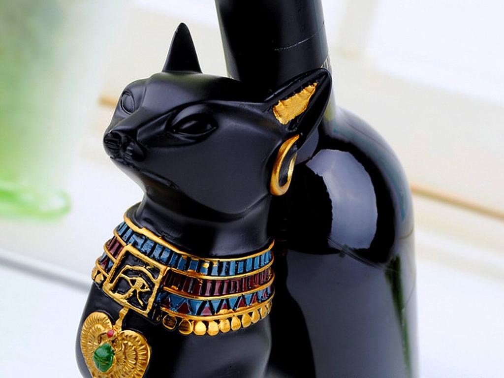 Anberotta Egyptian Cat God Wine Holder, Wine Rack, Wine/Champagne Bottle Stand, Interior Display, N-W18