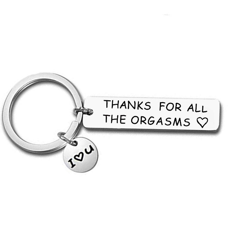 Couple Humorous Valentines Day Long Strip Stainless Steel Keychain Stainless Steel Keychain for Mothers Day and Fathers Day Backpack Bag Pendant