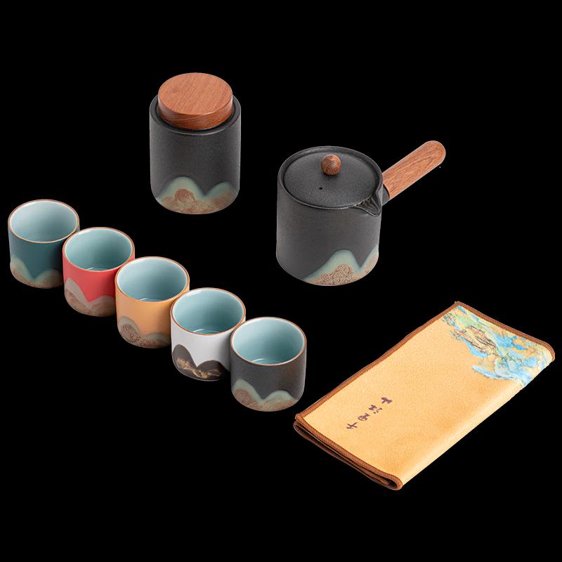 

Sushih Ceramics Qianli Jiangshan 8-Piece Tea Set
