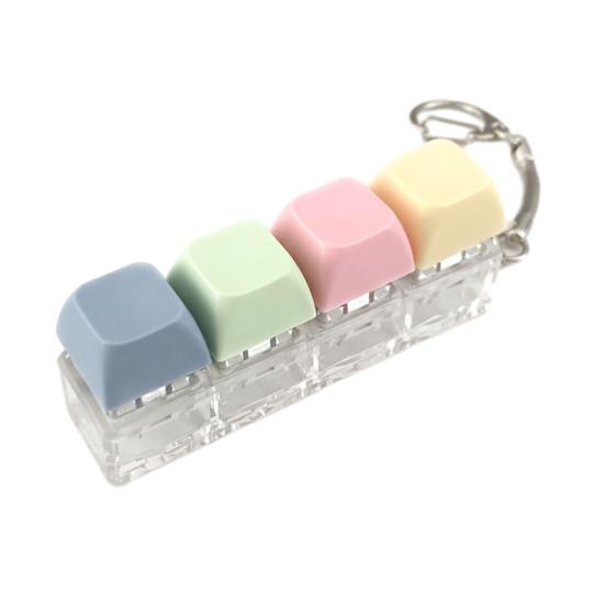 Anxiety Relief Finger Toy 3/4-Keys Keyboard Fidget Toy Stress Push Button Mini Keychain Clicker Keychain Pocket Size Mechanical Office Buster