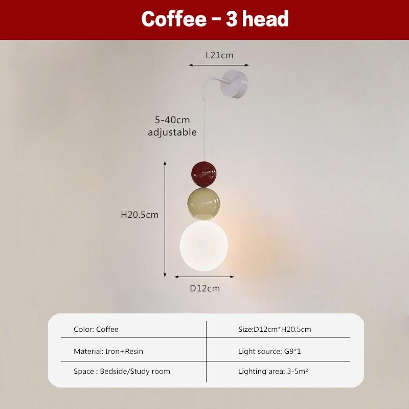 Nordic LED Wall Lamp Macaron Resin 2/3 Heads Lighting Fixtures Bedroom Living Room Study Room Indoor Decorative Luminaire Lustre