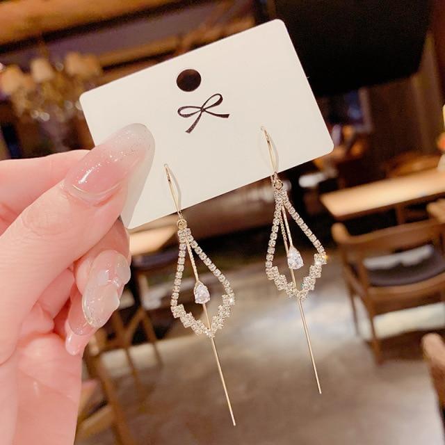 Koreanische Perlen Liebes Quasten Ohrringe Damen Langer Stil Wildes Gesicht Dünn Zwei-Wege Stecker Exquisit Elegant Mode Stecker