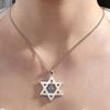 Lucktune Star of David Pendant Necklace for Men Women Light Blue Zircon Charm Hexagram Jewish Israel Necklace Vintage Jewelry