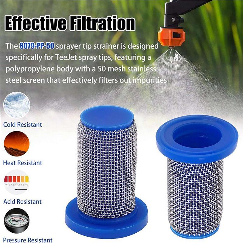 Premium-32Pcs 8079-PP-50 Sprayer Nozzles Strainer For Teejet Sprayer Nozzles,Stainless Steel 50 Mesh Screen