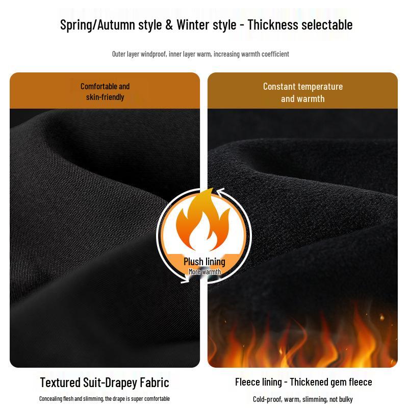 Pantaloni negri cu talie înaltă și picior larg pentru femei 2025: Subțiere, Drapat, Casual, Stil de primăvară/toamnă