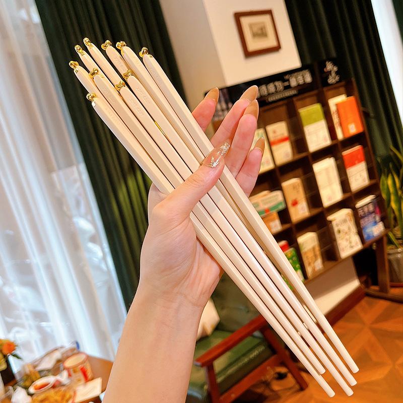 5 Pairs Colored Reusable Chopsticks, Fiberglass Chopsticks Set, Non-Slip, 25.5cm