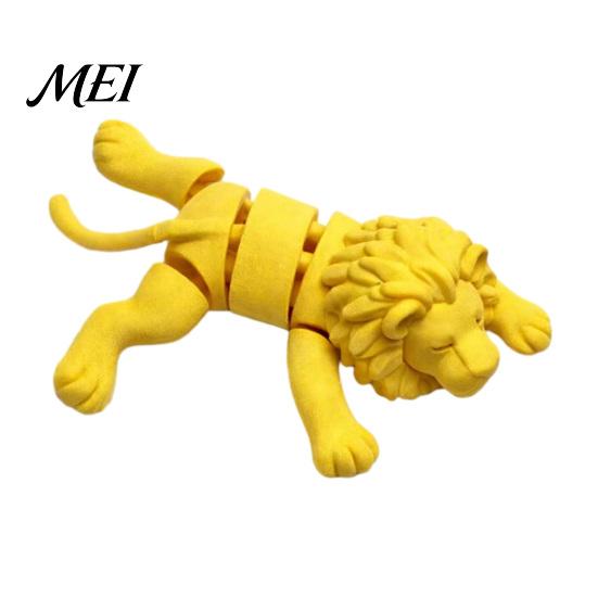 Fun Boredom Relief Toys 3D Printed Lying Lion Figurine with Movable Joints, Poseable Animal Joint Action Figures Model for Desk Decoration,