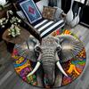 Elephant Mandala Round Area Rug,Carpet Rug for Living Room Bedroom Sofa Playroom Decor,Non-slip Floor Mat