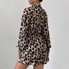 Women's 2026 Spring Winter Leopard Print Satin Dress with Elastic Waist and Slimming Effect