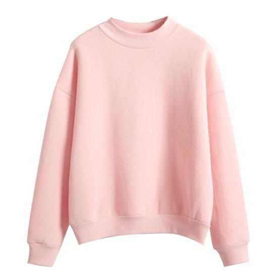 Autumn Winter Casual Women Solid Color Crew Neck Long Sleeve Sweatshirt Pullover