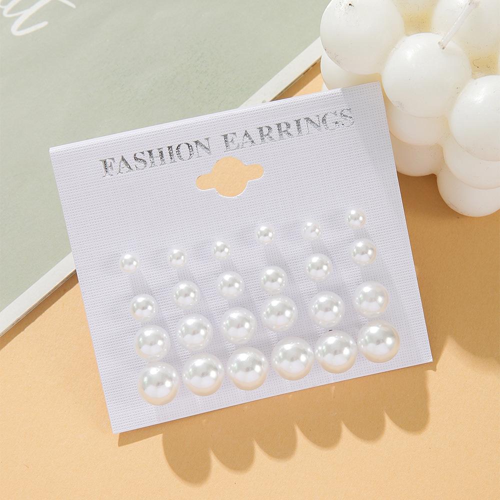 New product, European and Korean earrings, spherical row seat earrings set, 11 pairs of boards, assembled jewelry set.