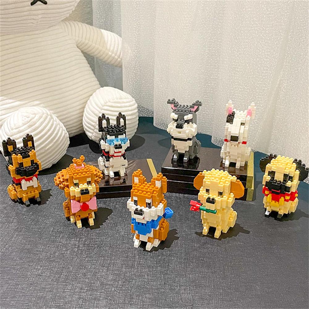 Micro Mini Bausteine Spielzeug Hundeschwarm Bietet Kindern Spaß beim Bauen Mini Niedlicher Husky Golden Retriever Weihnachtsgeschenke