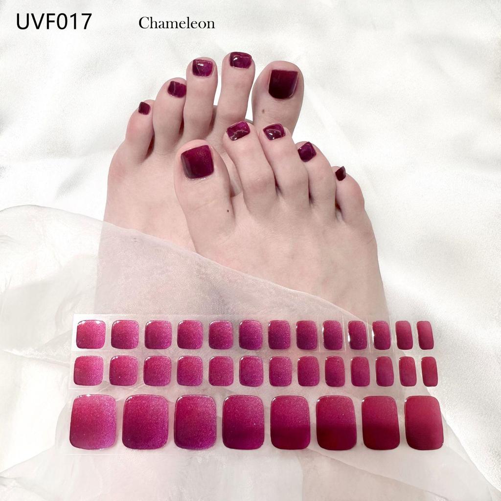 Gel Toe Nail Art Stickers - Semi-Cured UV Lamp Foot Nail Polish Stickers