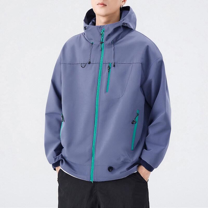 Spring Autumn Men's Youthful Vitality Hooded Jackets Loose Outdoor Windproof Waterproof Jacket Male Jogging Sports Outwear Coats