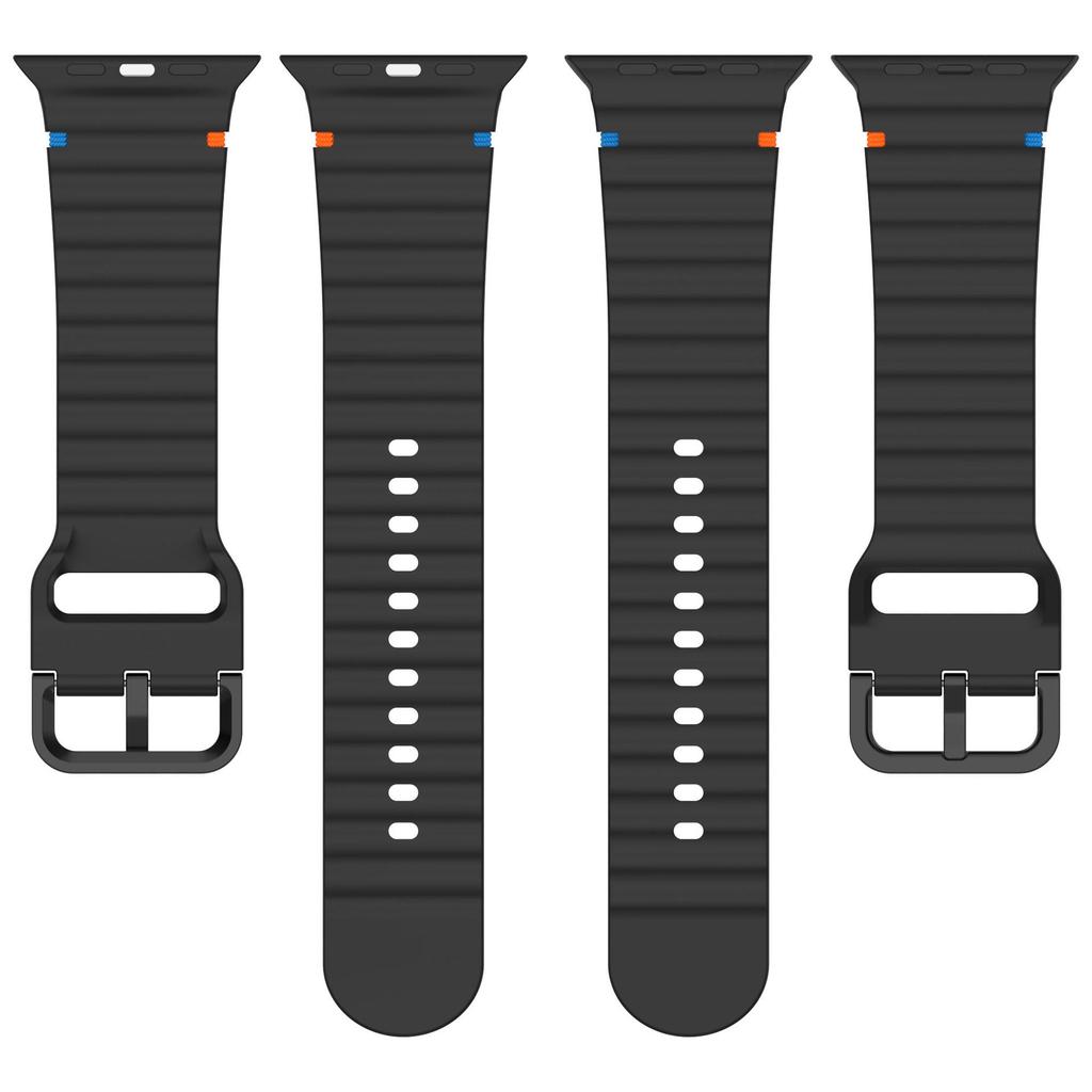 Wave Pattern Silicone Strap: Compatible with Apple Watch Series 7/8/9/10, Colorful Buckle, Ultra Replacement Wristband