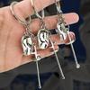 Pocket Sized Collectible Metal Keyring Pendant Handmade Zinc Alloy Keychain Bag Ornament for Fencing Sport Admirers
