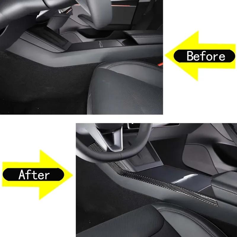 For Tesla Model 3 2023-2025 Soft Carbon Fiber Car Central Control Side Panel Trim Decorative Stickers Car Interior Accessories