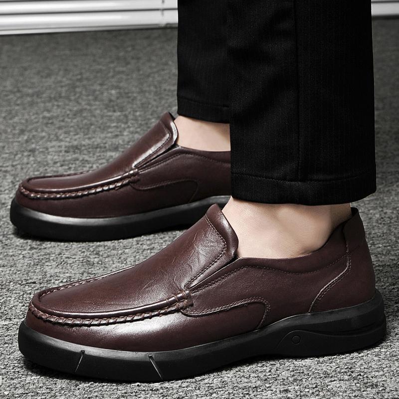 Men Casual Loafers Comfortable Lightweigh Walking Footwear  Breathable Slip On Male Leather Shoes