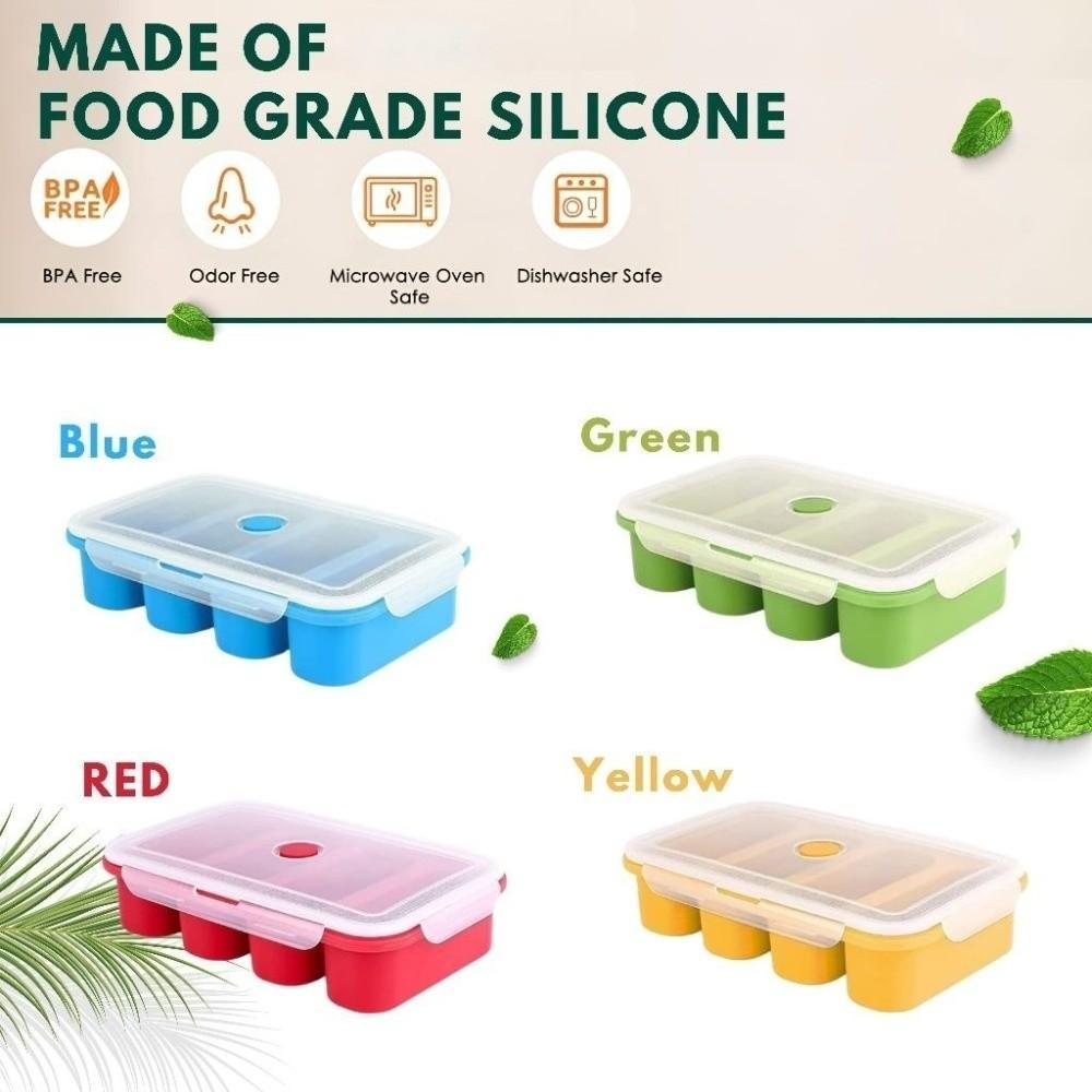 Silicone Soup Ice Cube Molds with Lid Food Meal Molds Multipurpose Freezer Soup Tray  Soup Storage